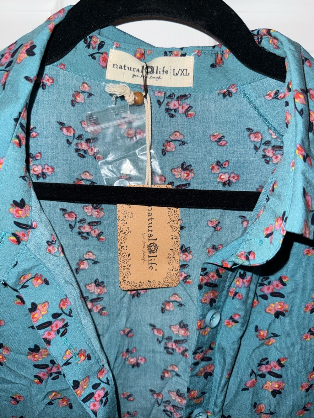 NATURAL LIFE Teal Floral Short Sleeve Mini Dress - Picture 3 of 6